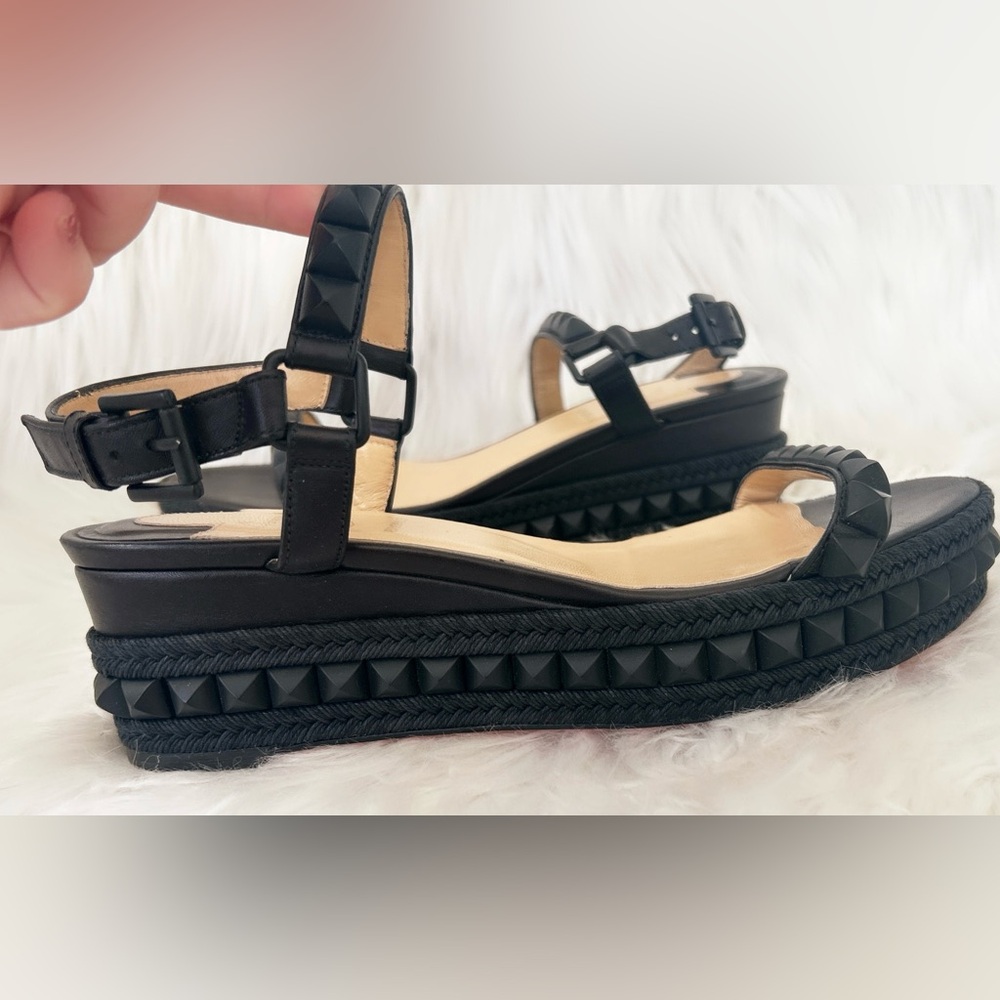 Christian Louboutin Pyraclou Patent Spike Wedge Sandals
Size 37 (US 7) - Picture 4 of 14